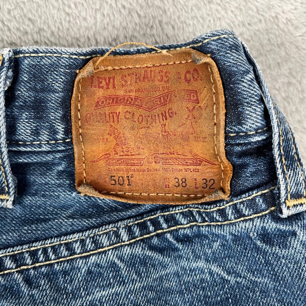 Levi's 501 Button Fly Jeans Mens 38x32 Mexico WPL 423 Distressed Y2K - Picture 3 of 13